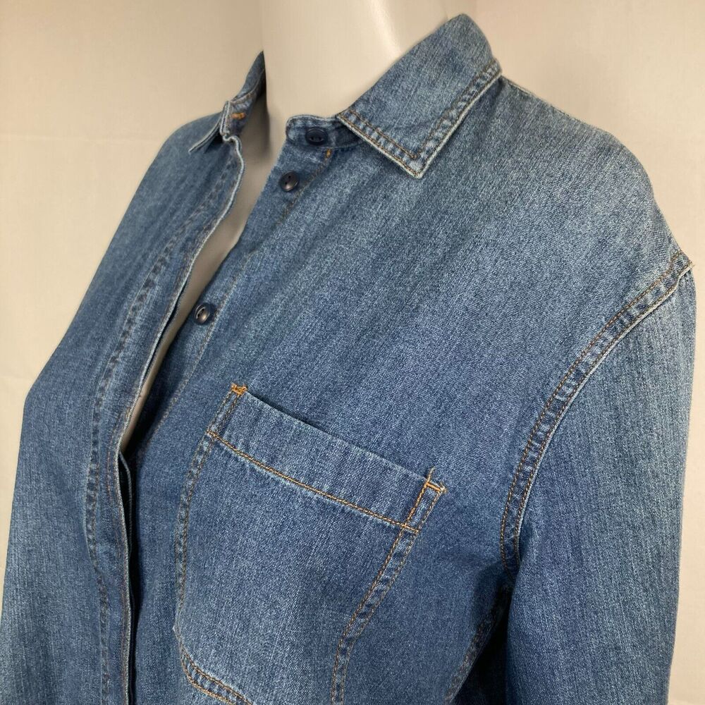 Madewell Dress Womens Sz XXS Blue Denim Shirt Cotton Button Up‎ Collared Raw Hem - Picture 4 of 11